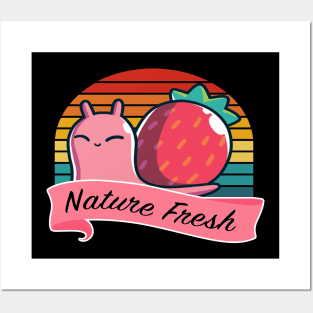 nature fresh strawberry snail Posters and Art